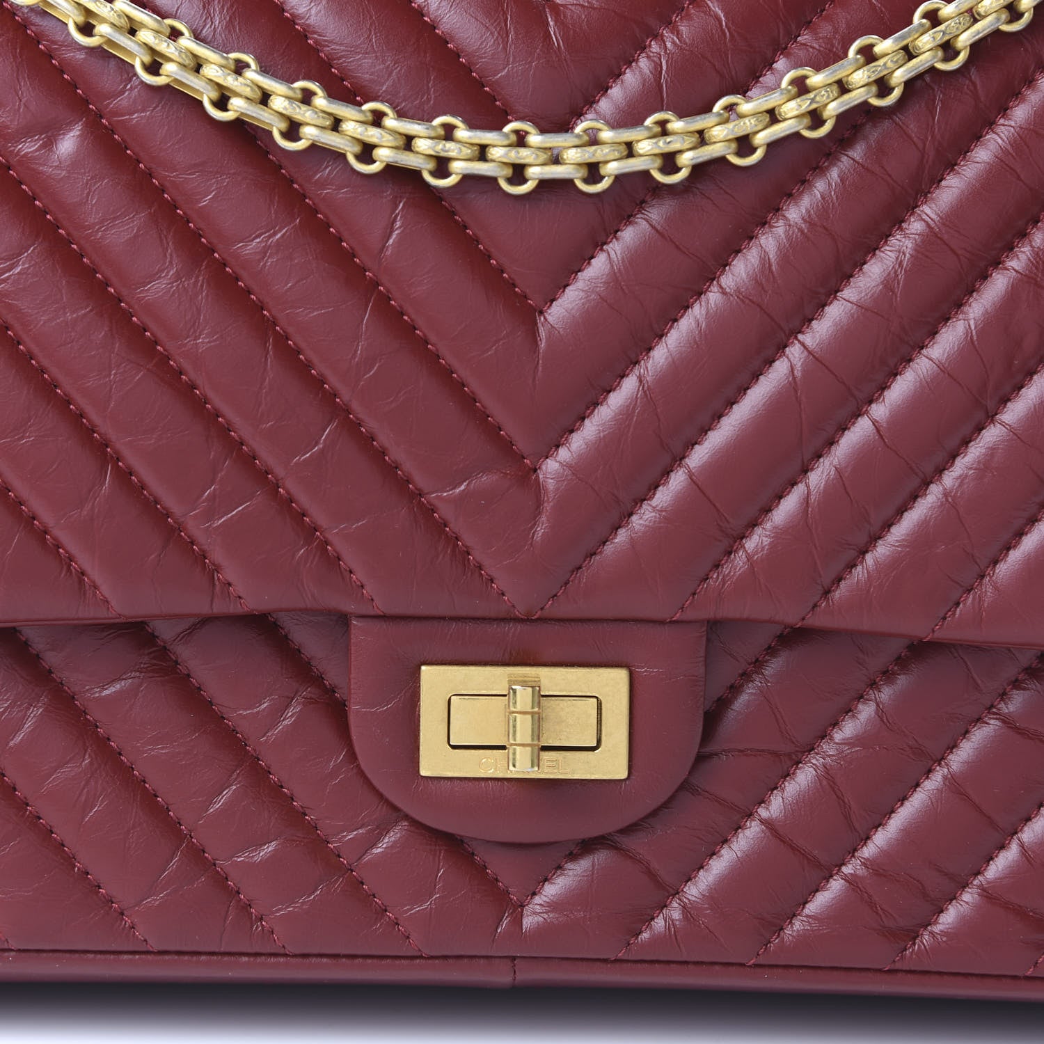 Chanel Aged Calfskin Chevron Quilted 2.55 Reissue 226 Flap Red 10 of 11