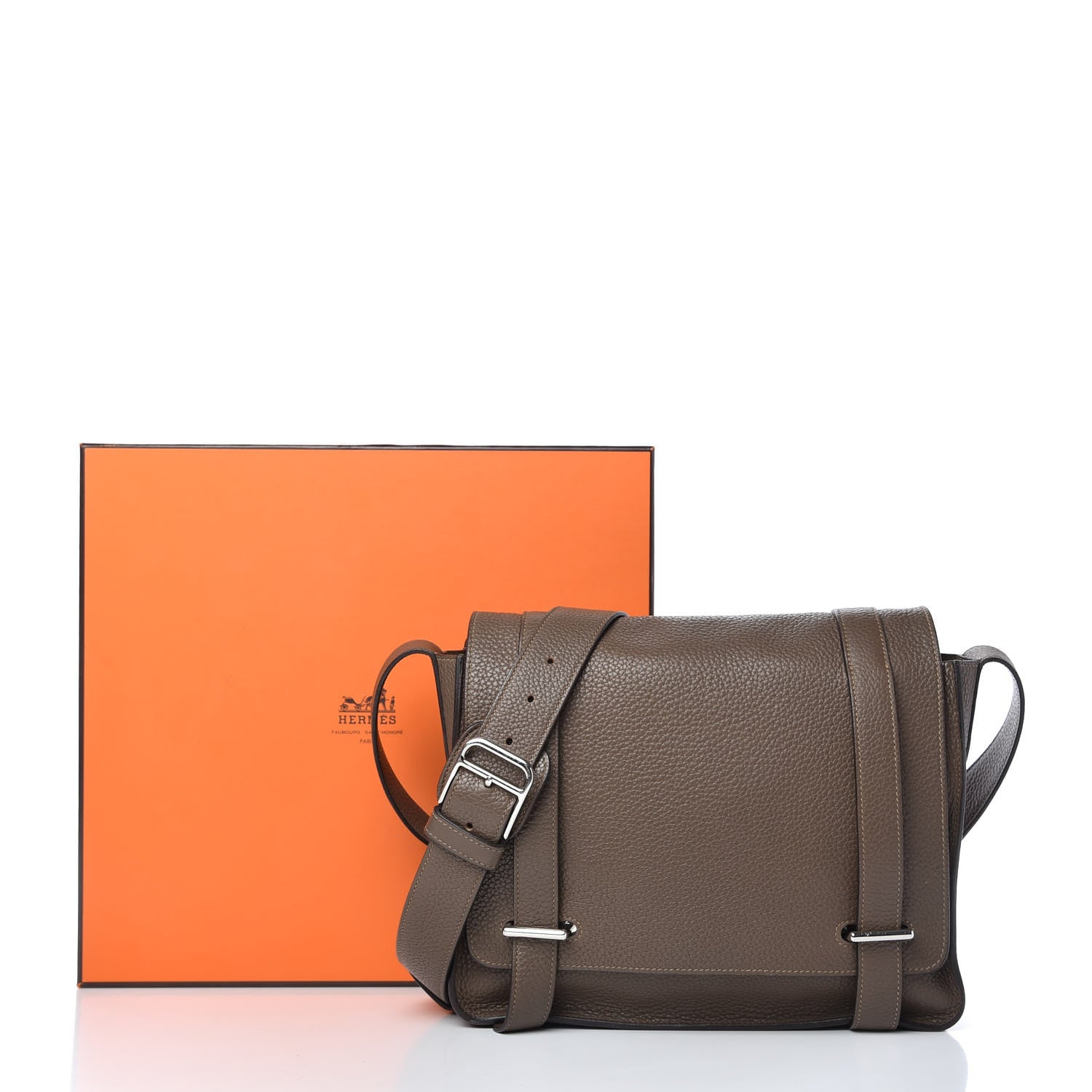 Hermes Taurillon Clemence Steve Caporal Messenger Taupe 10 of 10