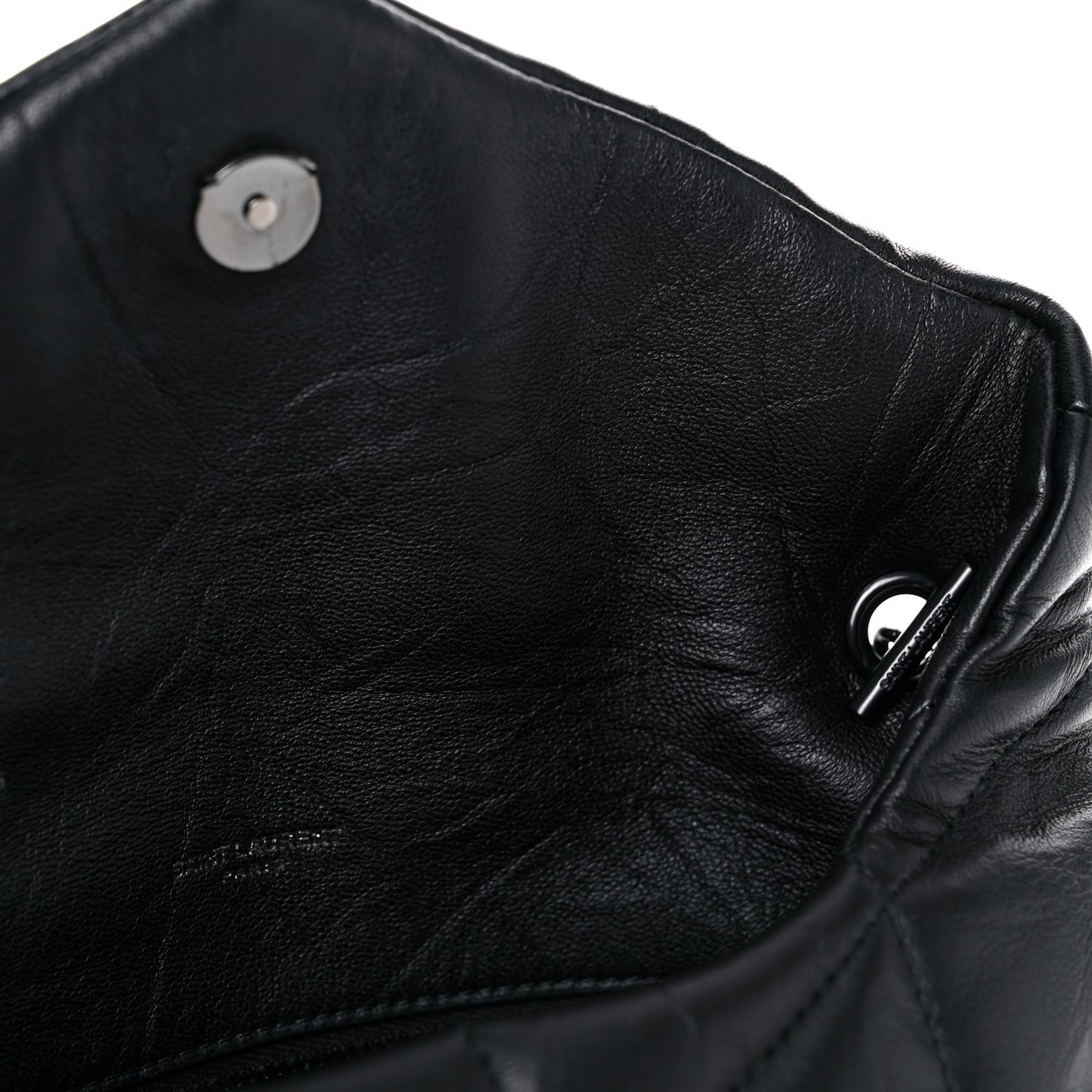 Calfskin Quilted Toy Loulou Puffer Monogram Monochrome Chain Satchel Black