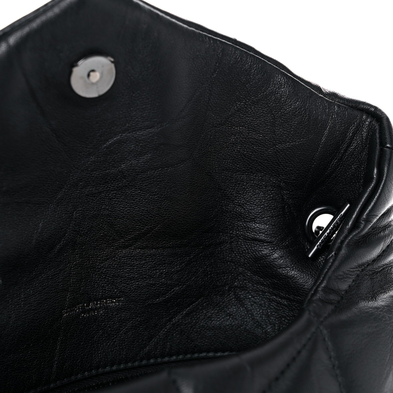 Saint Laurent Calfskin Quilted Toy Loulou Puffer Monogram Monochrome Chain Satchel Black 14 of 19