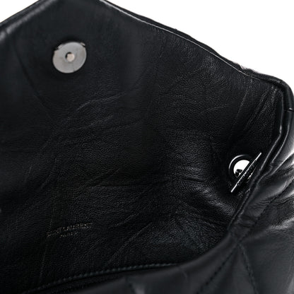 Saint Laurent Calfskin Quilted Toy Loulou Puffer Monogram Monochrome Chain Satchel Black 14 of 19