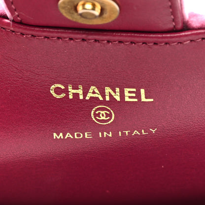Chanel Velvet Camellia Embossed Jewel Belt Card Holder With Chain Pink 6 of 9