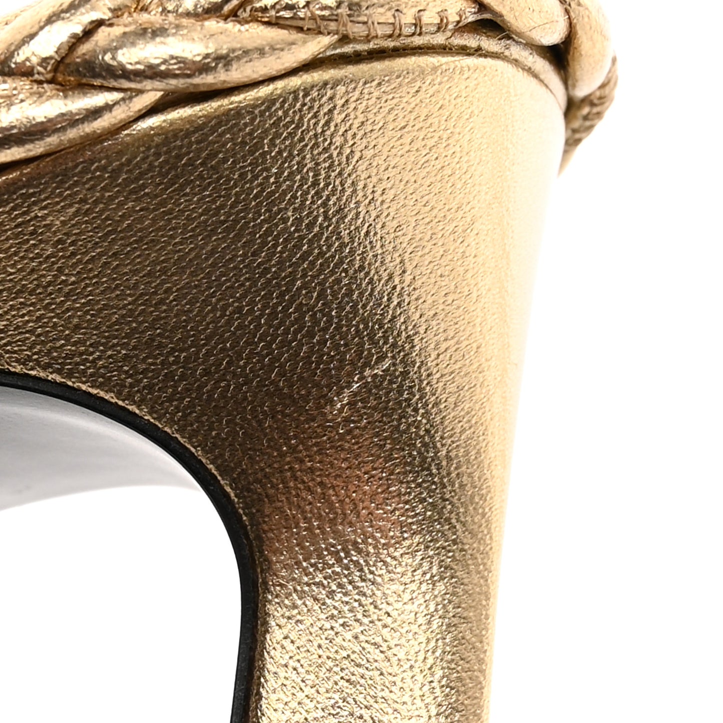 Metallic Nappa Woven Roman Stud 65mm Mule Sandals 38 Star Gold