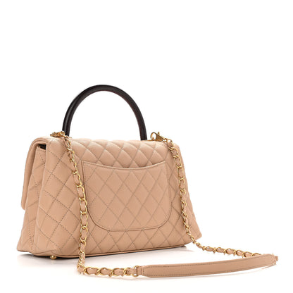 Chanel Caviar Lizard Embossed Quilted Small Coco Handle Flap Beige 3 of 11