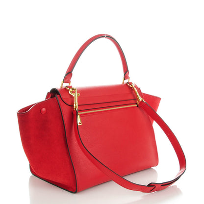 Celine Drummed Calfskin Suede Small Trapeze Coquelicot 3 of 7