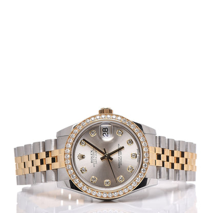 Rolex Stainless Steel 18K Yellow Gold Diamond 31mm Oyster Perpetual Datejust Watch Silver 178383 3 of 7