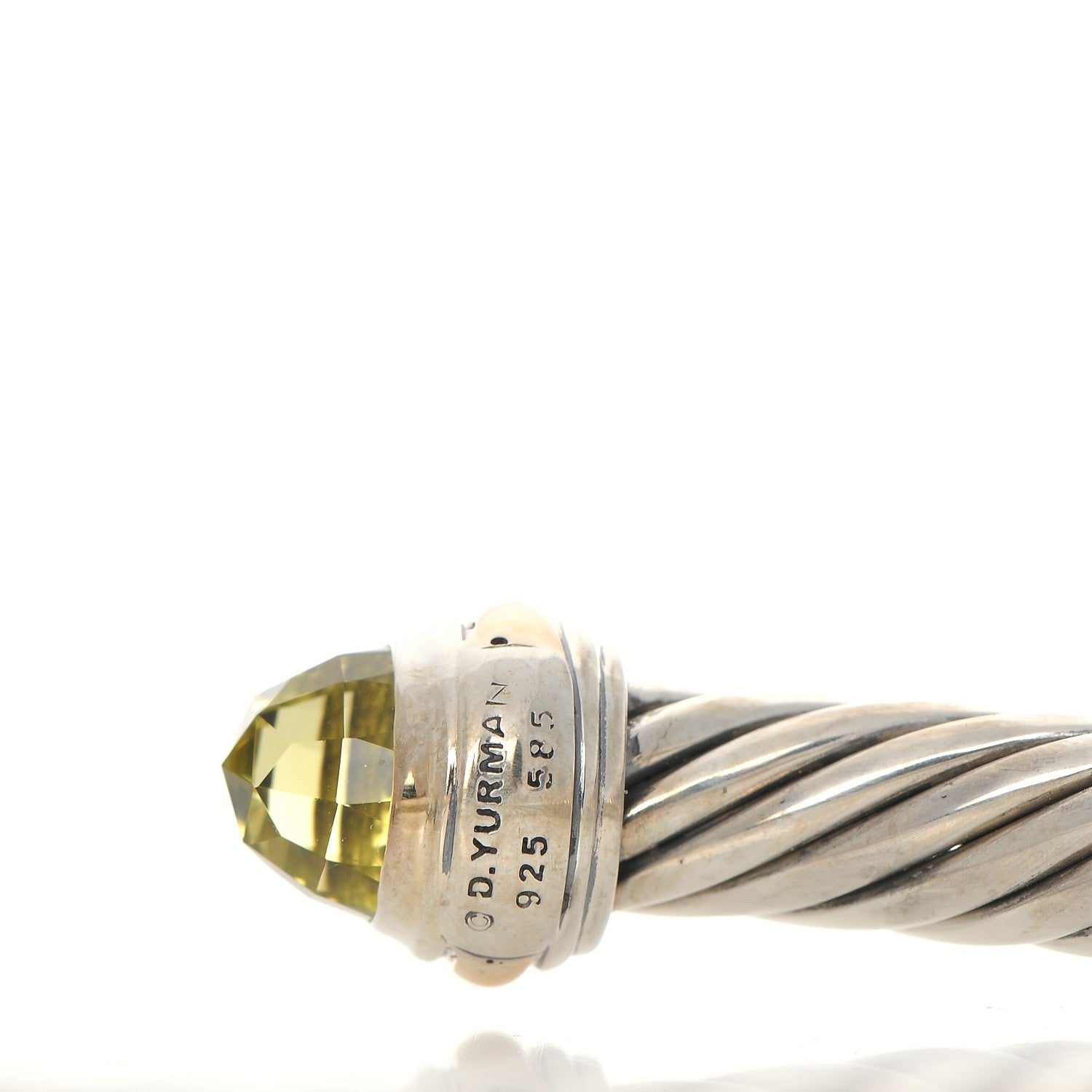 David Yurman Sterling Silver 14K Yellow Gold Peridot 7mm Cable Classics Bracelet 4 of 4