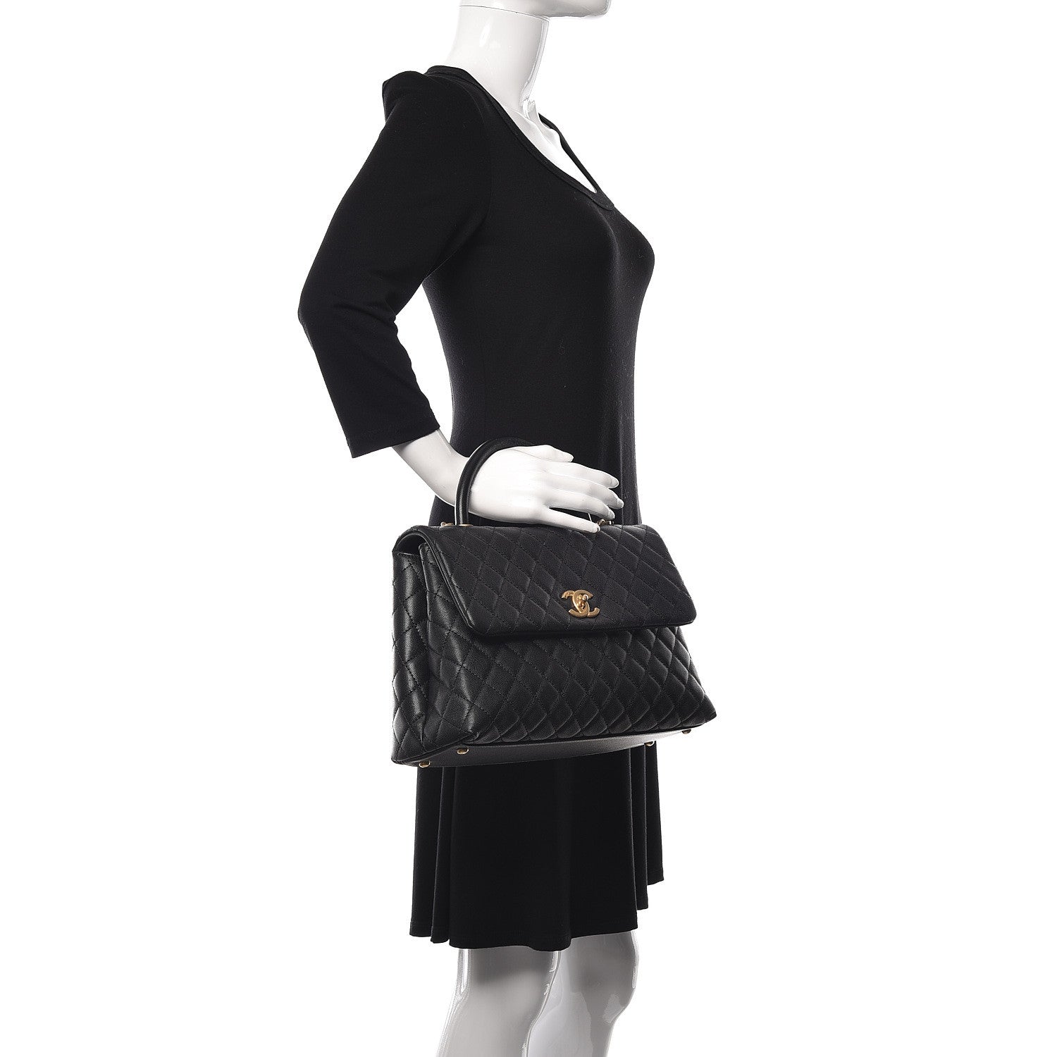 Chanel Caviar Quilted Medium Coco Handle Flap Black 2 of 12