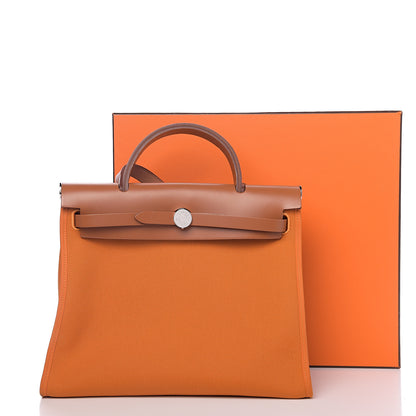 Hermes Vache Hunter Toile Herbag Zip 31 PM Orange 12 of 12