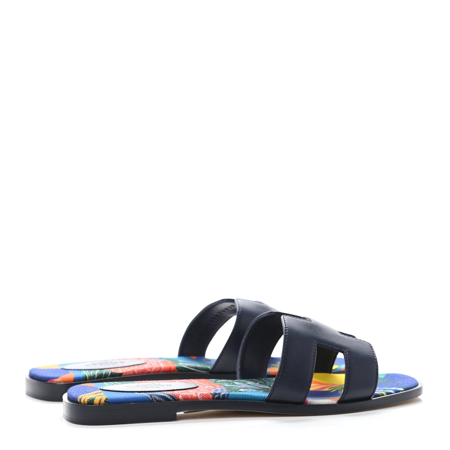 Hermes Calfskin Toucans de Paradis Oran Sandals 37.5 Bleu Indigo 3 of 5