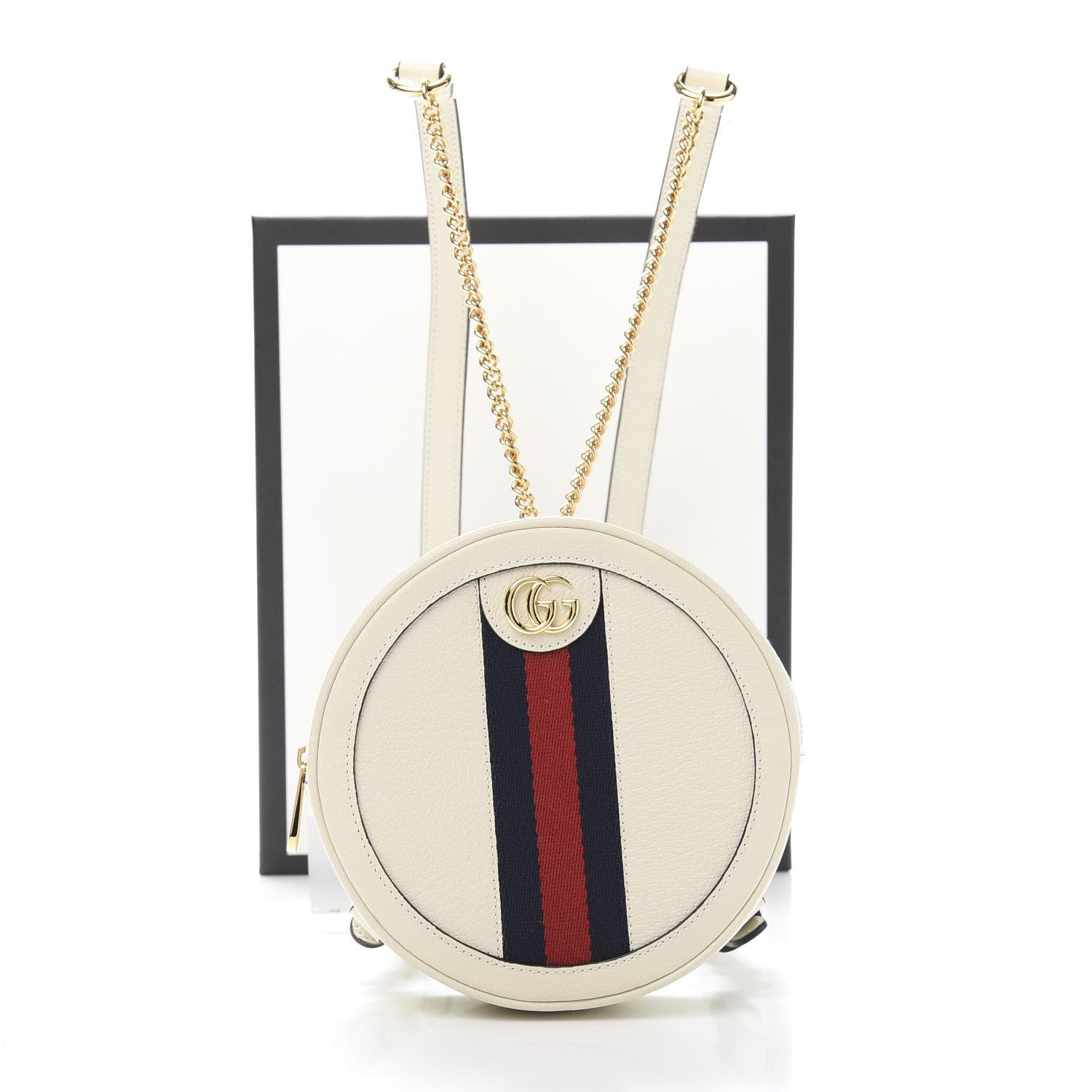 Gucci Textured Calfskin Web Mini Ophidia Round Backpack Mystic White 10 of 10