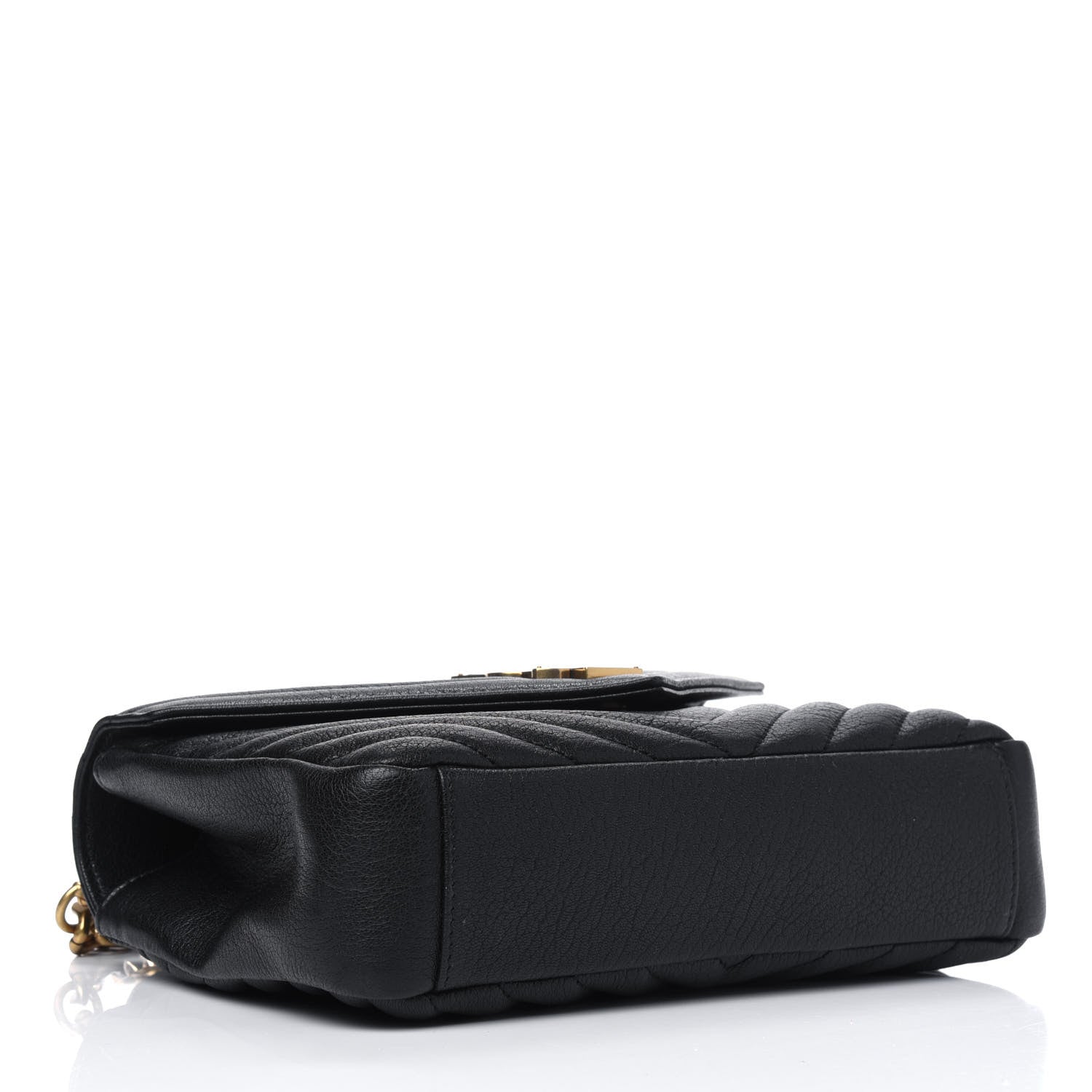 Saint Laurent Sheepskin Matelasse Chevron Monogram Medium College Bag Black 3 of 4