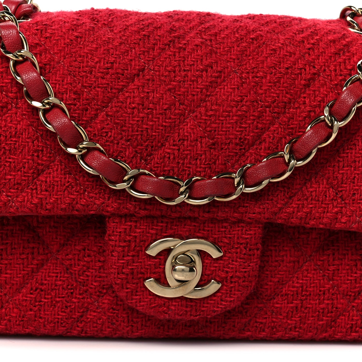 Chanel Tweed Quilted Mini Rectangular Flap Red 9 of 11