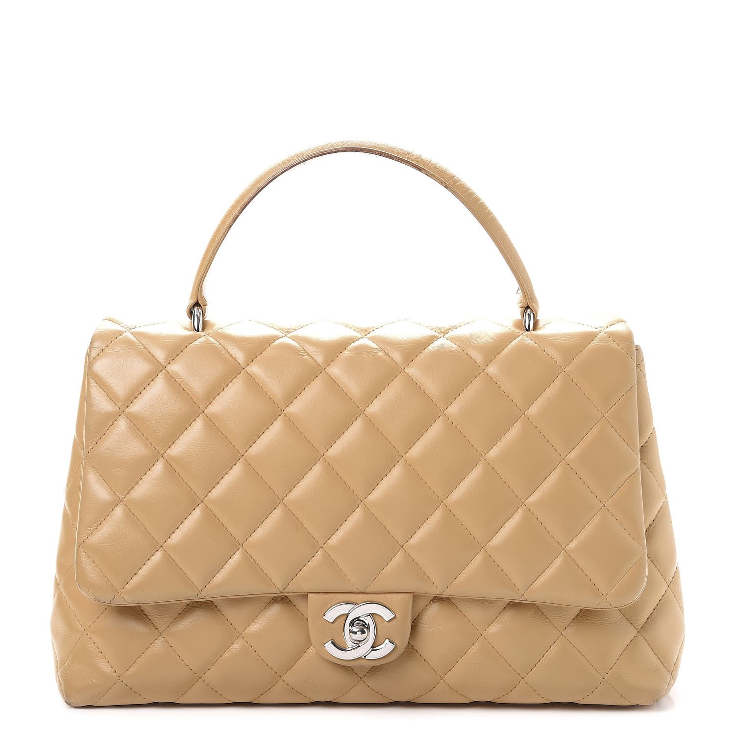 Chanel Lambskin Quilted Jumbo Kelly Flap Bag Beige 1 of 14