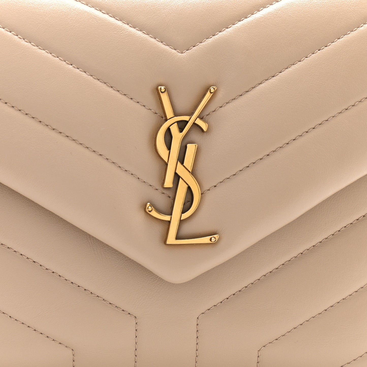 Calfskin Y Quilted Monogram Small Loulou Chain Satchel Dark Beige