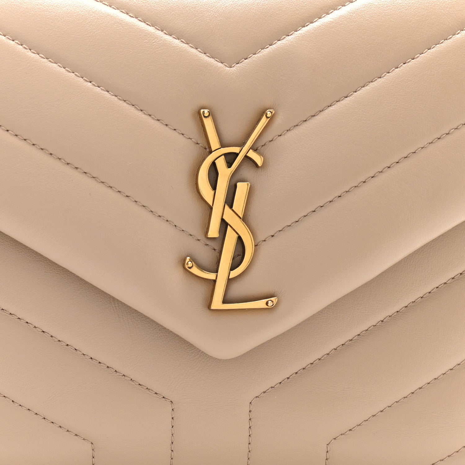 Saint Laurent Calfskin Y Quilted Monogram Small Loulou Chain Satchel Dark Beige 9 of 11