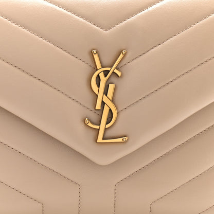 Saint Laurent Calfskin Y Quilted Monogram Small Loulou Chain Satchel Dark Beige 9 of 11