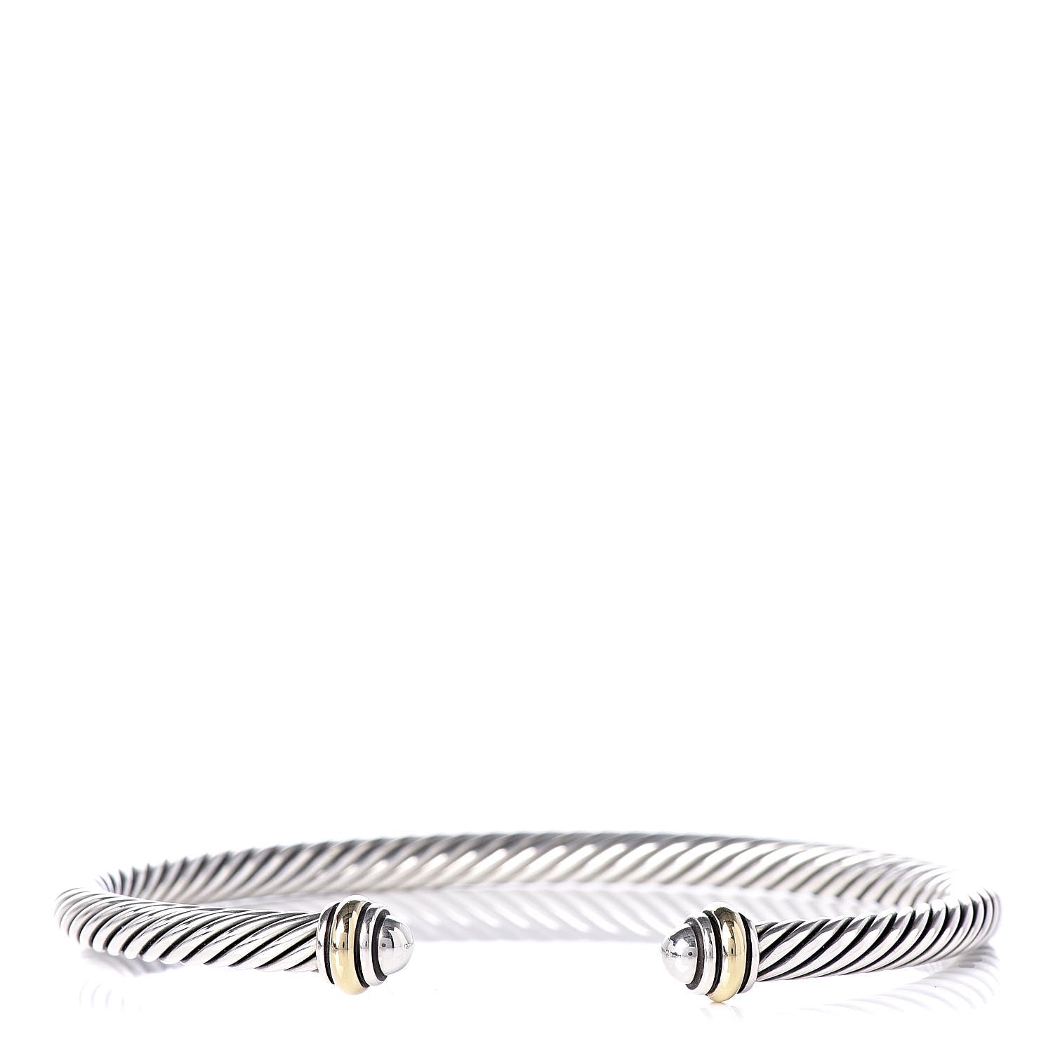 David Yurman Sterling Silver 18K Yellow Gold 4mm Cable Classics Bracelet 1 of 4