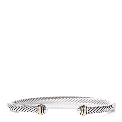 David Yurman Sterling Silver 18K Yellow Gold 4mm Cable Classics Bracelet 1 of 4