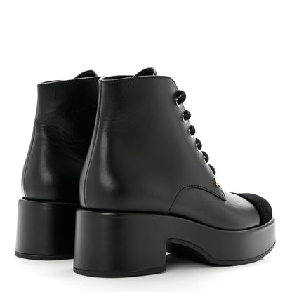 Chanel Calfskin Velvet CC Cap Toe Boots 38 Black 4 of 10