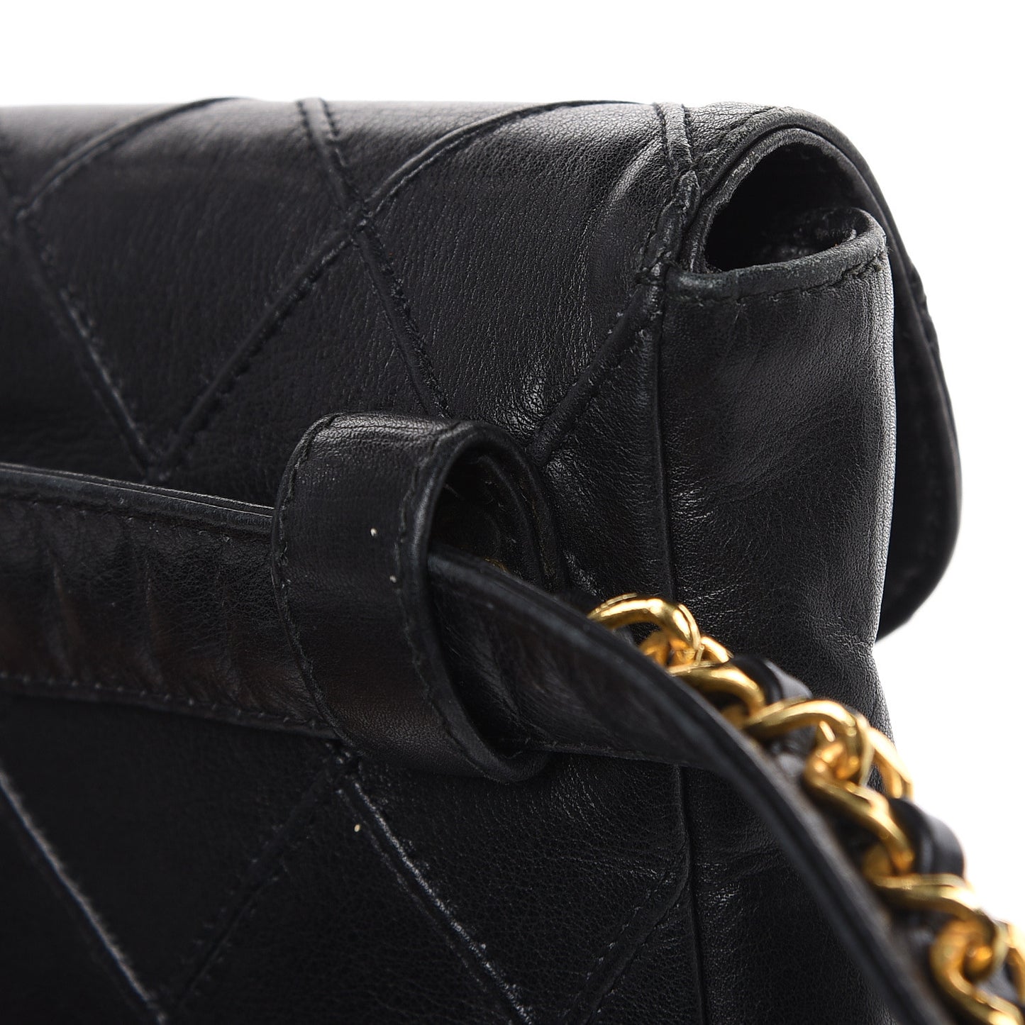 Lambskin Quilted Flap Waist Belt Bag Black