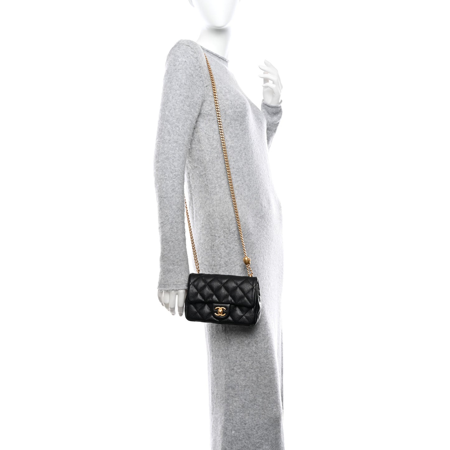 Caviar Quilted Mini Sweetheart Rectangular Flap Black