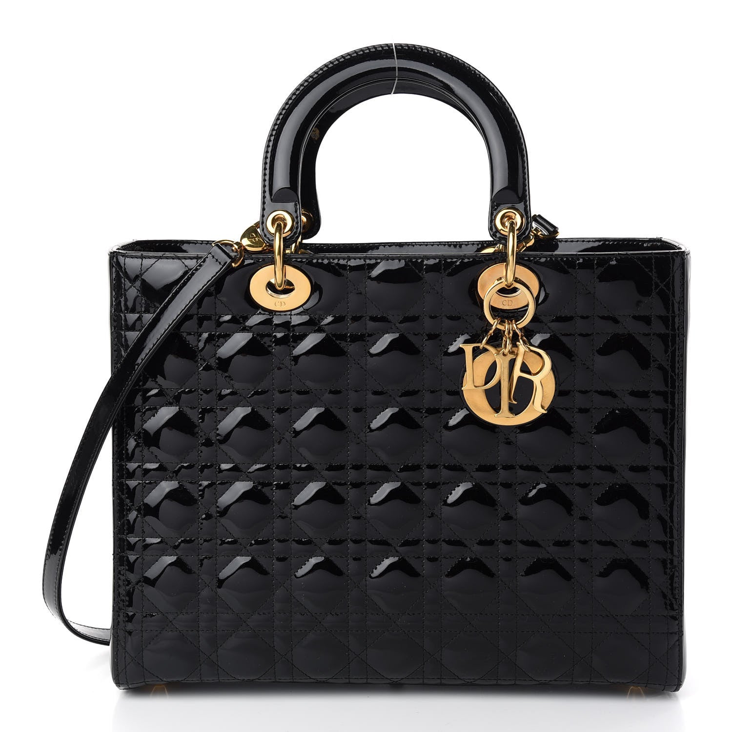 Christian Dior Patent Cannage Large Lady Dior Black 1 of 9