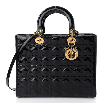 Christian Dior Patent Cannage Large Lady Dior Black 1 of 9