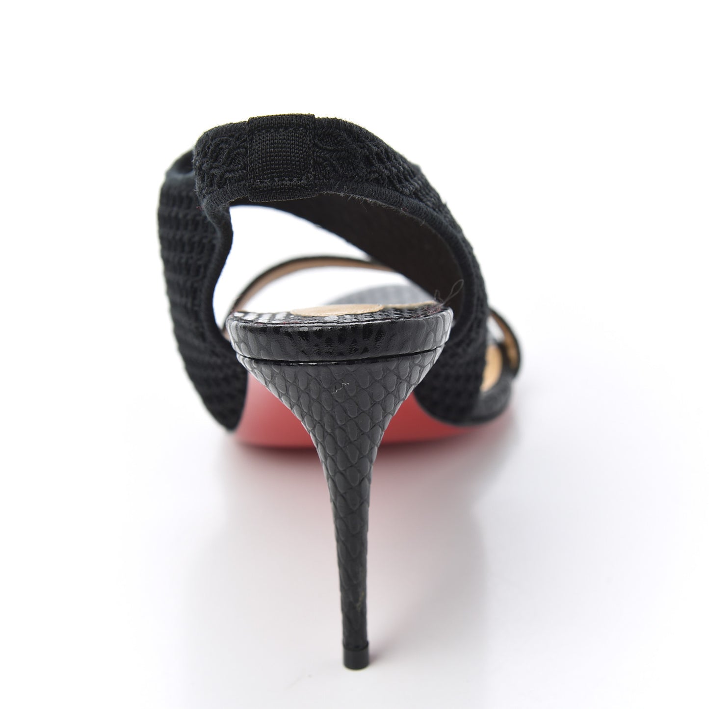 Calfskin Mesh Snakeskin Embossed Georgette 85 Sandals 37 Black