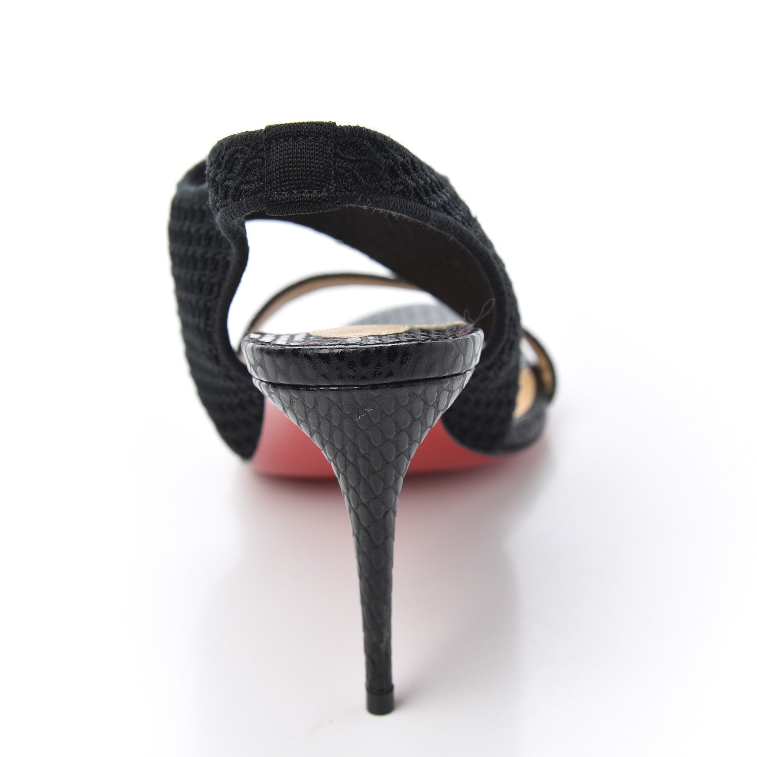 Christian Louboutin Calfskin Mesh Snakeskin Embossed Georgette 85 Sandals 37 Black 9 of 11