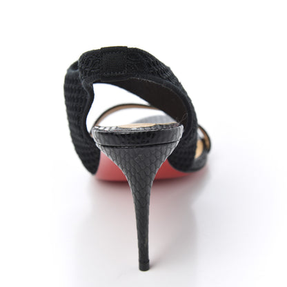 Christian Louboutin Calfskin Mesh Snakeskin Embossed Georgette 85 Sandals 37 Black 9 of 11