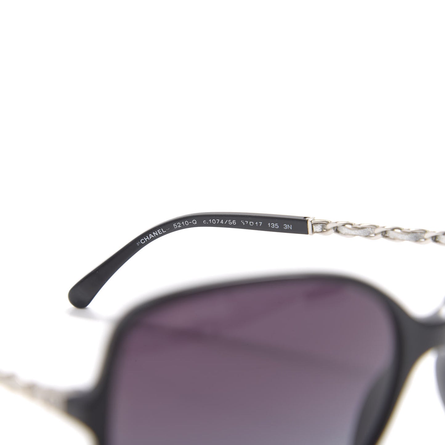 Lambskin Square Chain Sunglasses 5210-Q Black