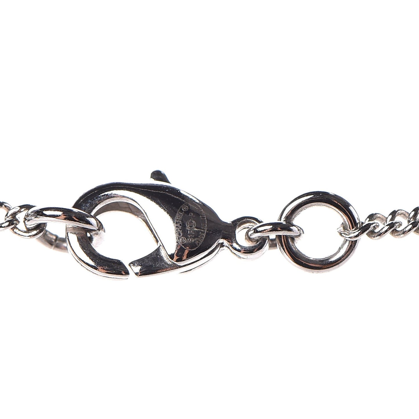 Crystal CC Bow Necklace Silver Black