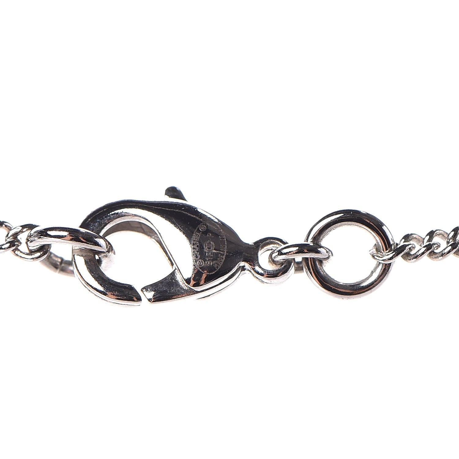 Chanel Crystal CC Bow Necklace Silver Black 5 of 6