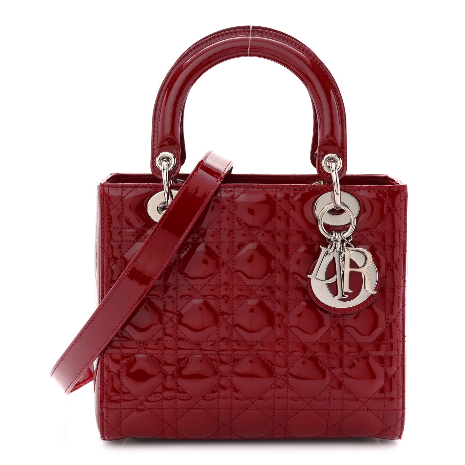Christian Dior Patent Cannage Medium Lady Dior Red 1 of 13