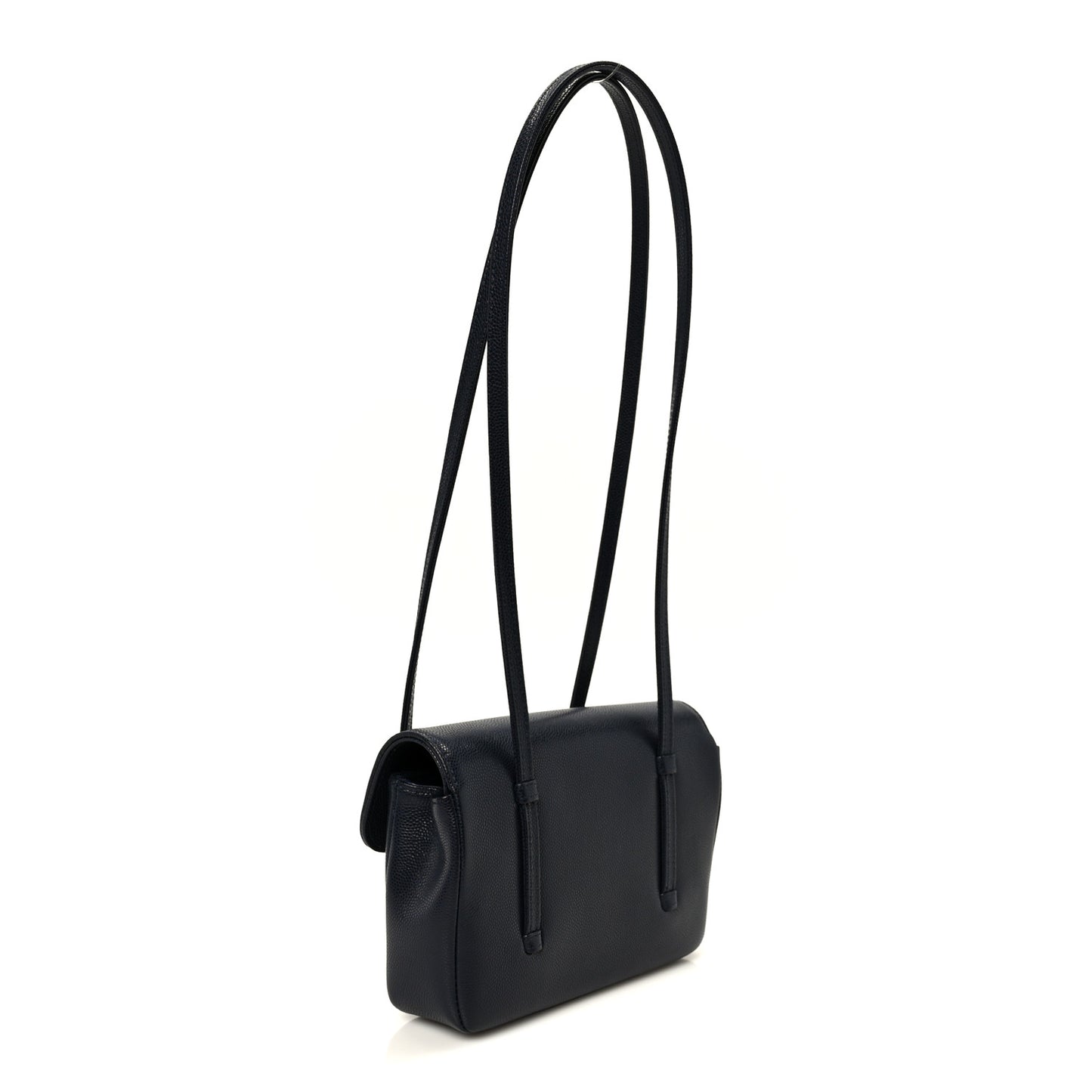 Shiny Caviar Mini Preppy Coco Shoulder Bag Dark Blue