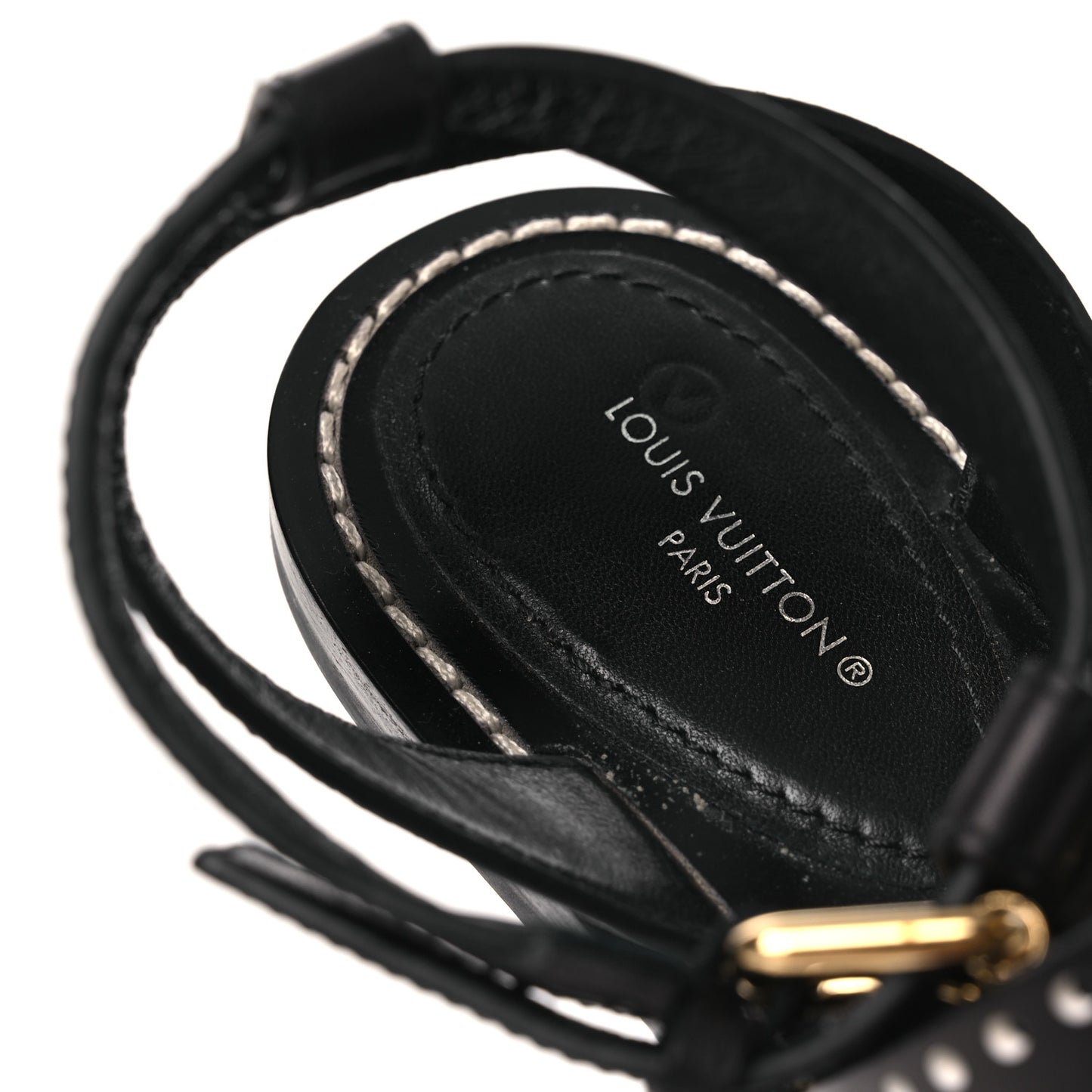 Soft Calfskin Perforated Horizon Flat Sandals 36 Black
