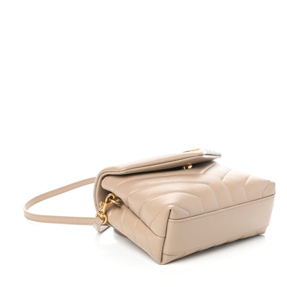Saint Laurent Calfskin Y Quilted Monogram Toy Loulou Crossbody Bag Dark Beige 4 of 9