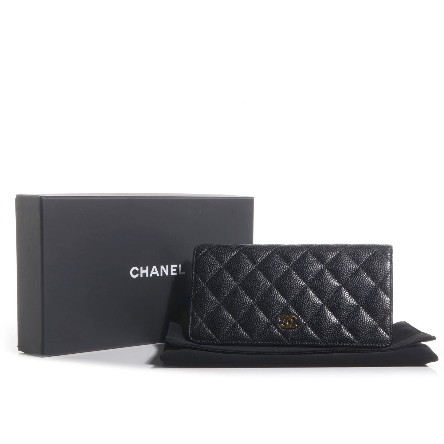 Caviar Quilted Yen Wallet Black