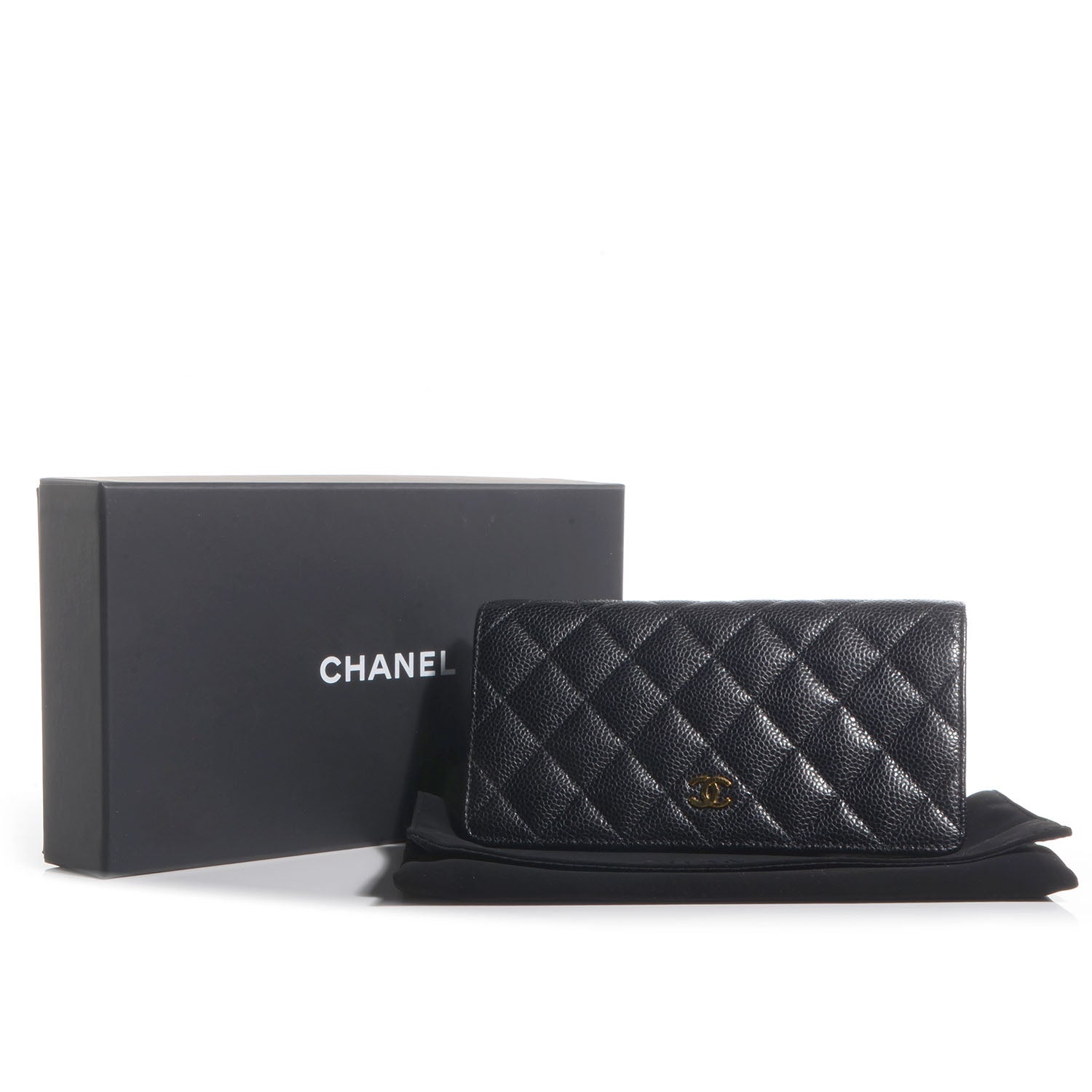 Chanel Caviar Quilted Yen Wallet Black 9 of 9