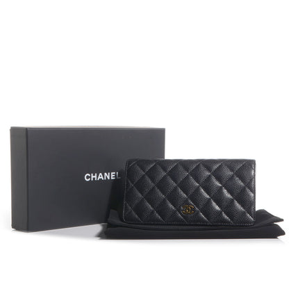Chanel Caviar Quilted Yen Wallet Black 9 of 9
