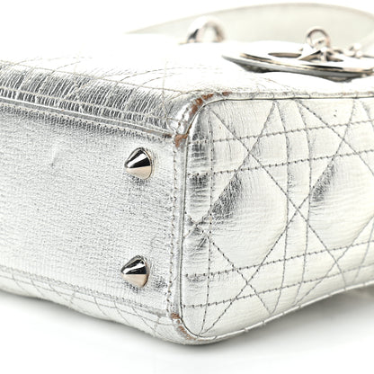 Christian Dior Metallic Grained Calfskin Cannage Small Lucky Badges My Lady Dior Silver 6 of 10