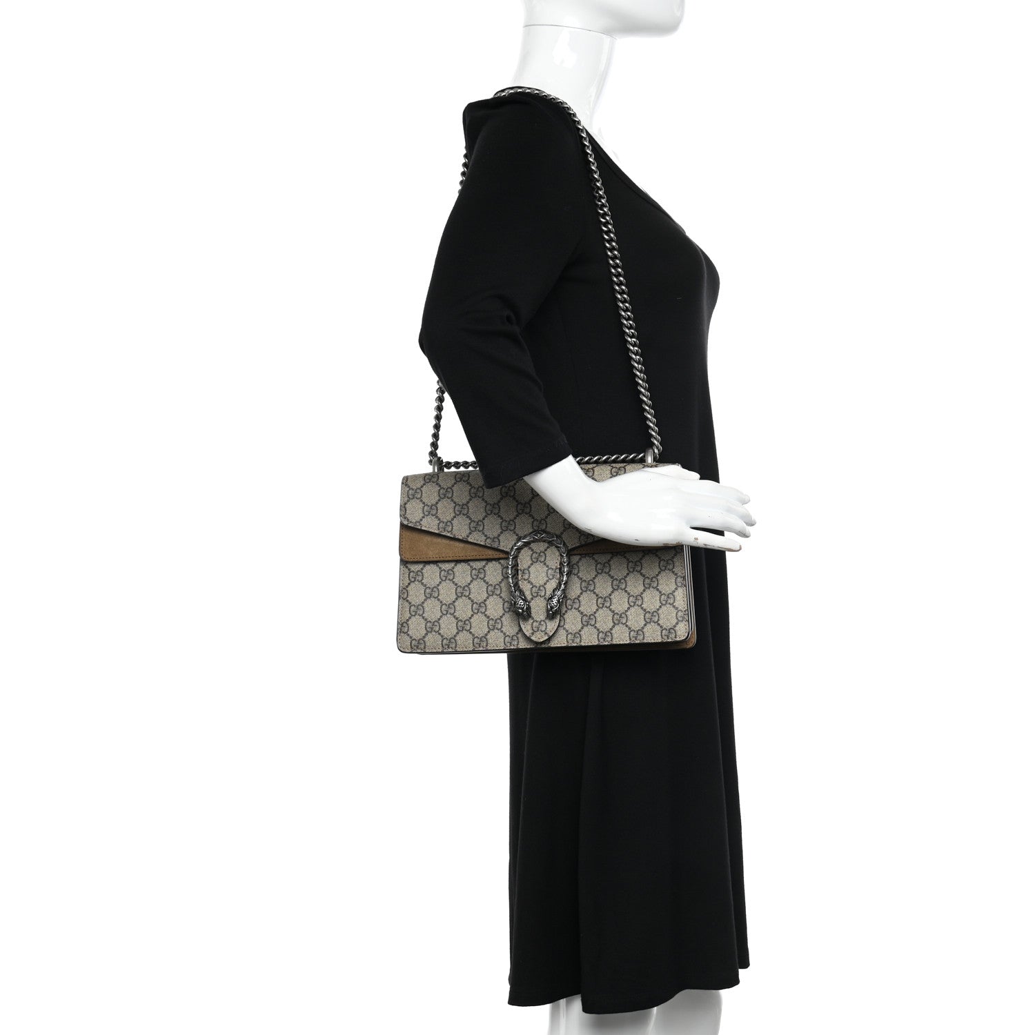 Gucci GG Supreme Monogram Small Dionysus Shoulder Bag Taupe 2 of 10