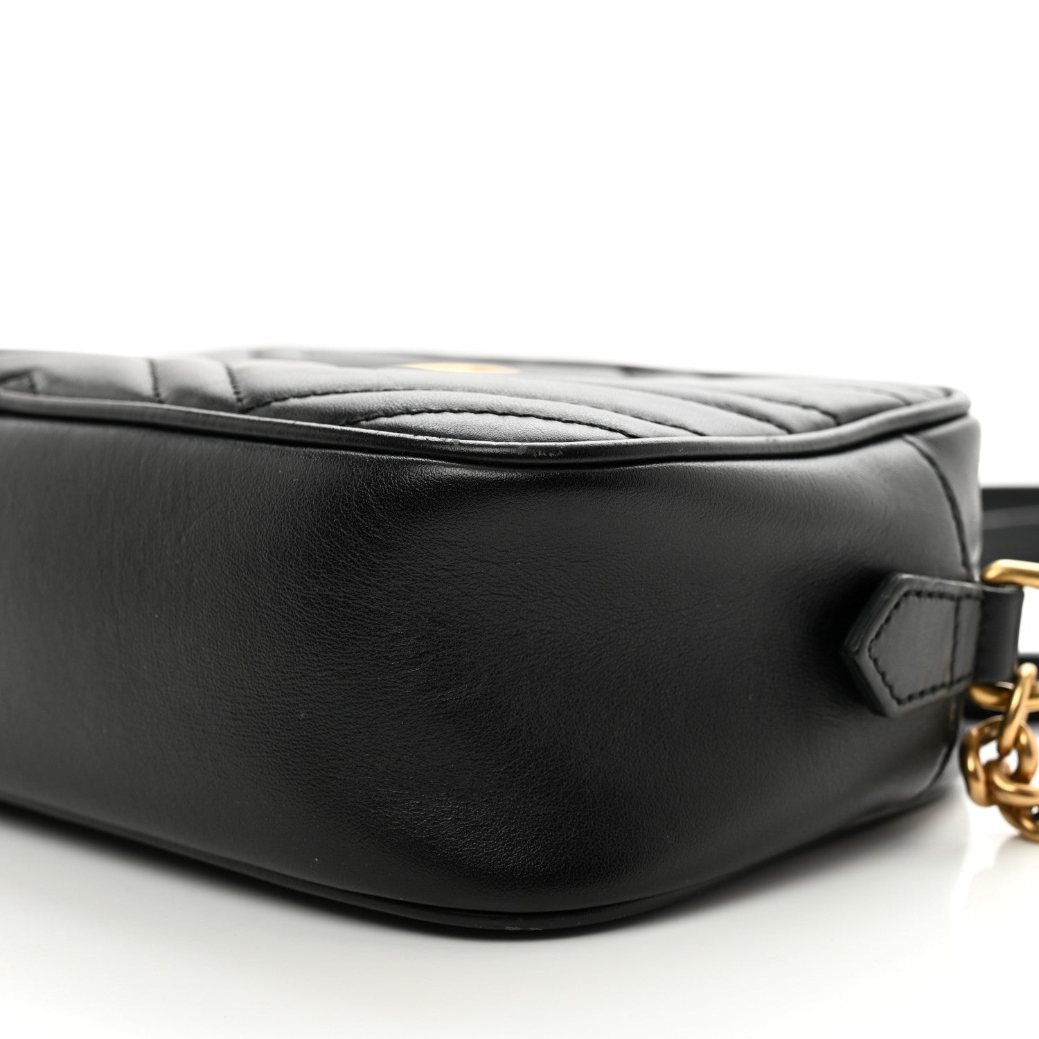 Gucci Calfskin Matelasse Small GG Marmont Chain Shoulder Bag Black 9 of 12