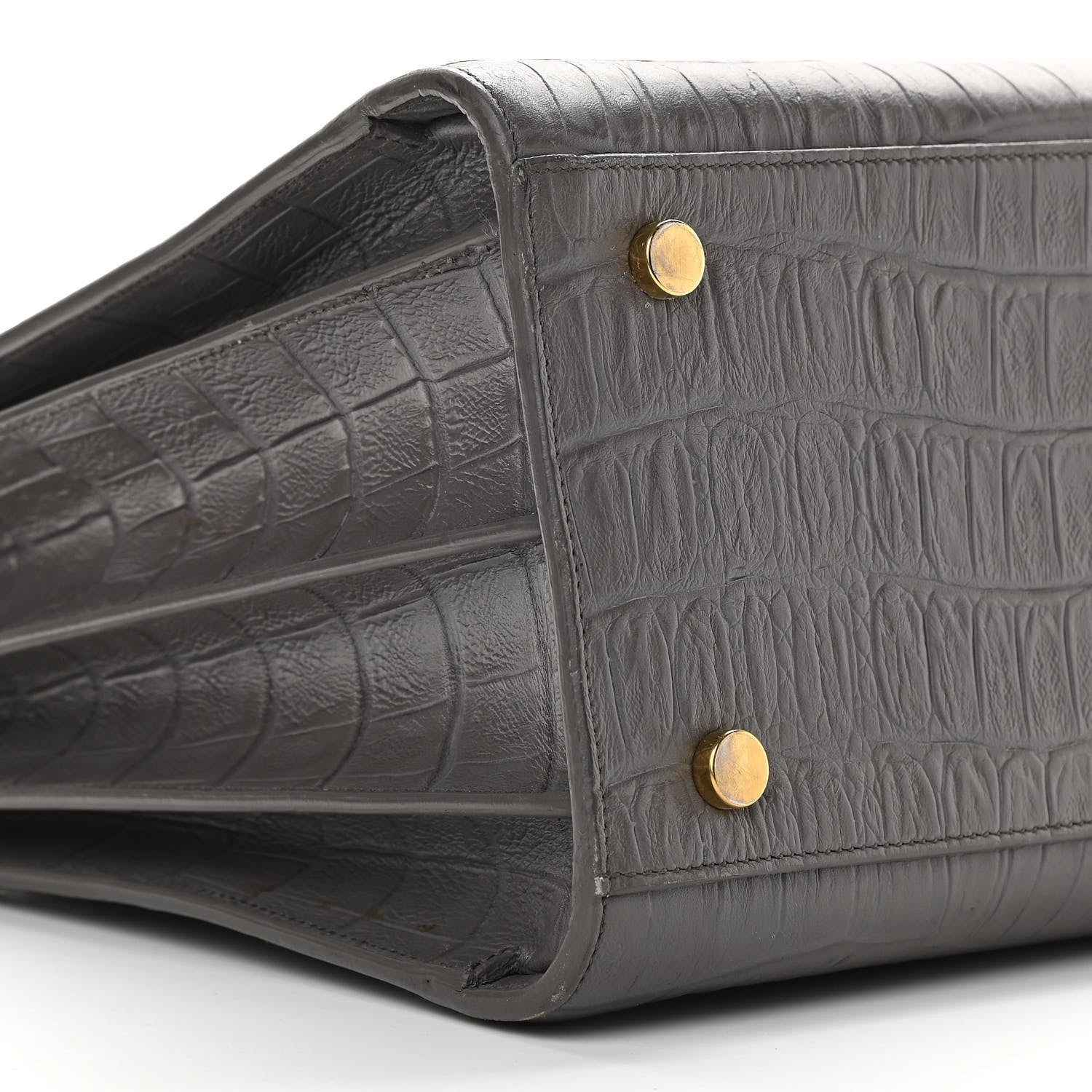 Saint Laurent Calfskin Crocodile Embossed Small Sac De Jour Fog 8 of 12