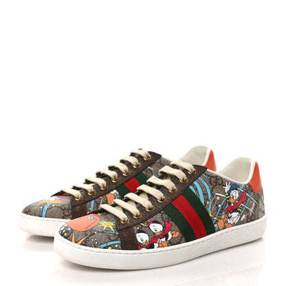Gucci X DISNEY GG Supreme Monogram Web Donald Duck Womens Ace Sneakers 36.5 Beige New 36.5 Acero Orange 3 of 9