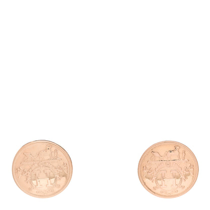 Hermes 18K Rose Gold TPM Ex-Libris Stud Earrings 1 of 5