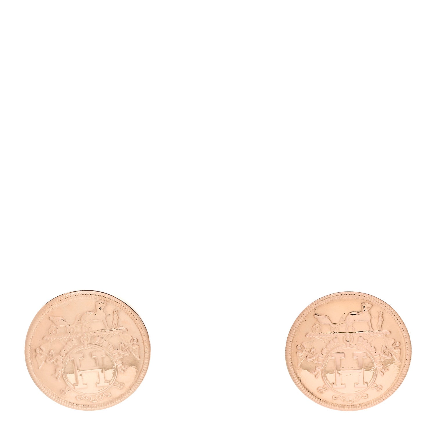 Hermes 18K Rose Gold TPM Ex-Libris Stud Earrings 1 of 5