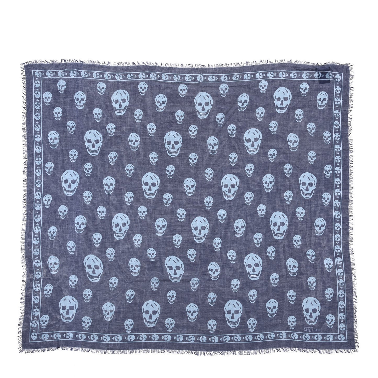 Silk Chiffon Skull Scarf Blue