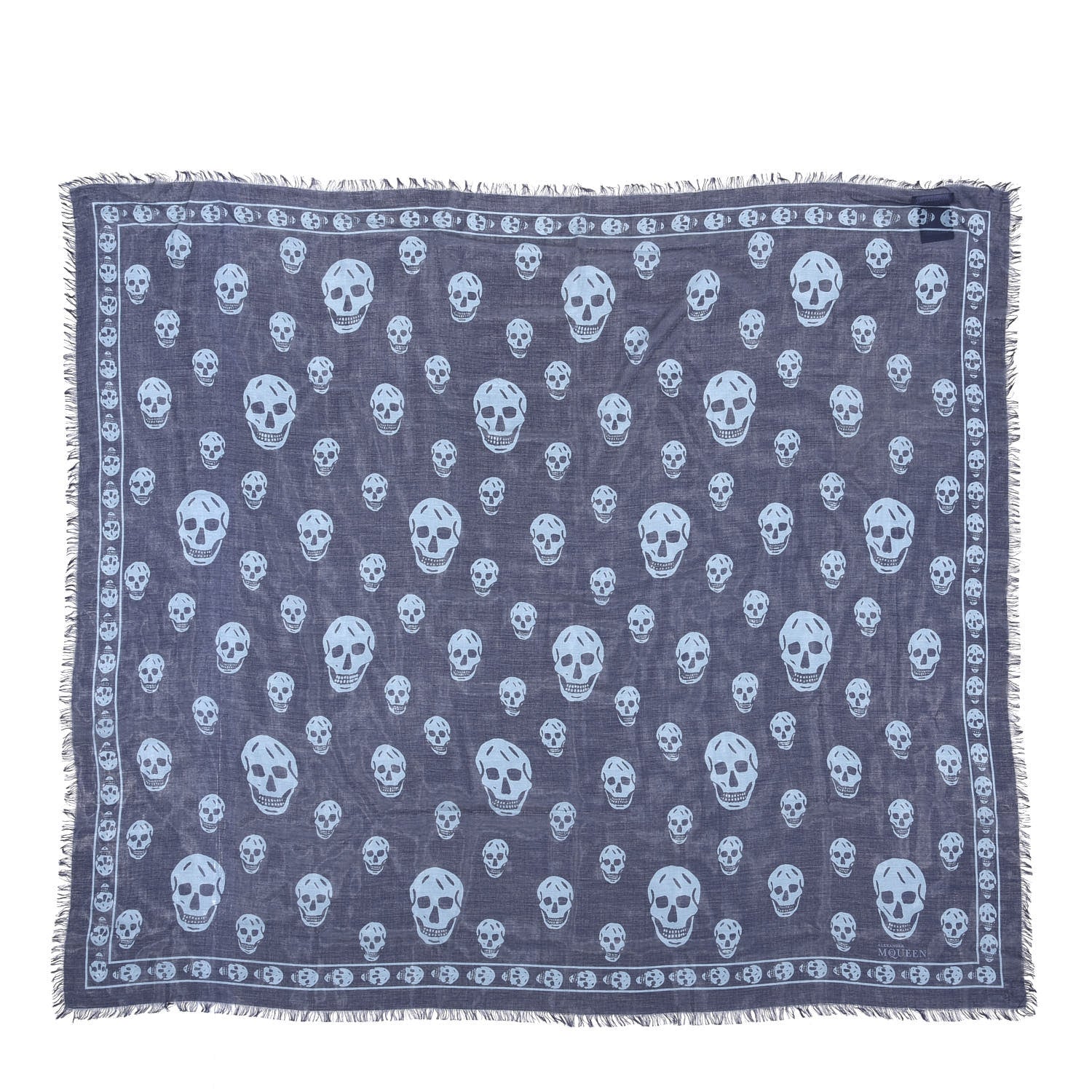 Alexander McQueen Silk Chiffon Skull Scarf Blue 1 of 4